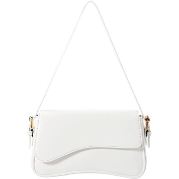 Shoulder Bag Vegan Leather with 2 Removable Strap White - Picture 1 of 3